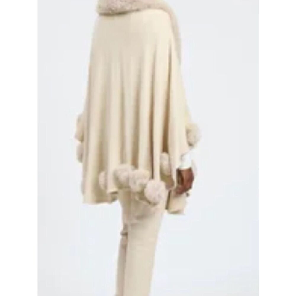 Cozy Cream Pom-Pom Poncho
Open Front Wrap Medium Small Large Acrylic - Picture 1 of 8